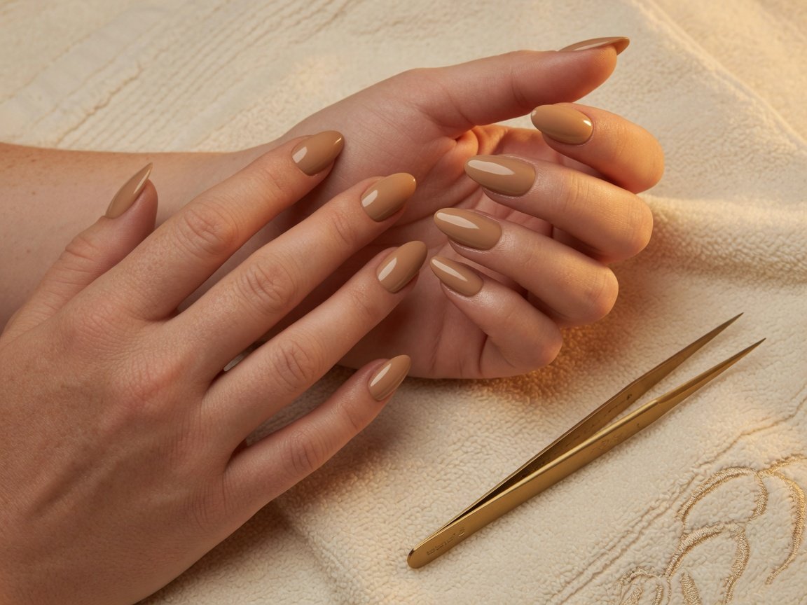 Manucure caramel au salon Ongles Lotus